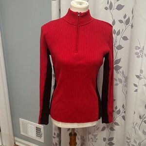 Style & Co. Red and Black Ribbed Turtleneck Sweater